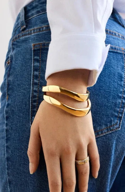 Baublebar Tiana Set Of 2 Wavy Bangle Bracelets In Gold