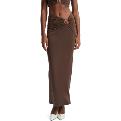 Bardot Neve Cuotut Maxi Skirt In Chocolate