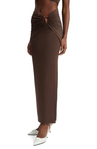 Bardot Neve Cuotut Maxi Skirt In Chocolate