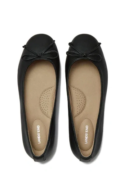 Lands' End Essential Leather Ballet Flats In Black