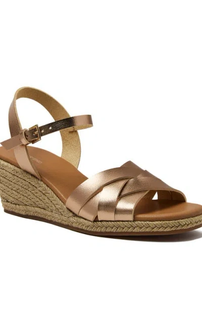 Lands' End Espadrille Wedge Sandals In Rose Gold
