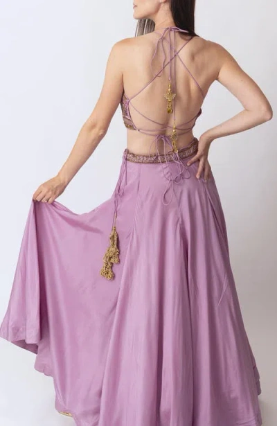 Raas Kiya Lehenga With Hand Embroidered Blouse In Pink