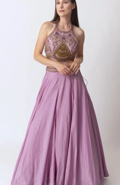 Raas Kiya Lehenga With Hand Embroidered Blouse In Pink