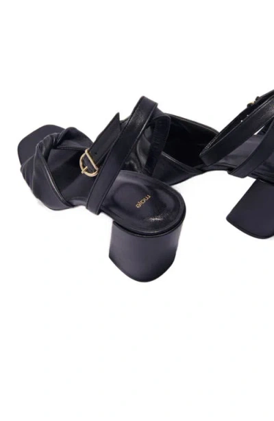 Maje Plain Leather Sandals With Heels In Noir