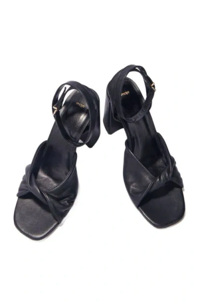 Maje Plain Leather Sandals With Heels In Noir