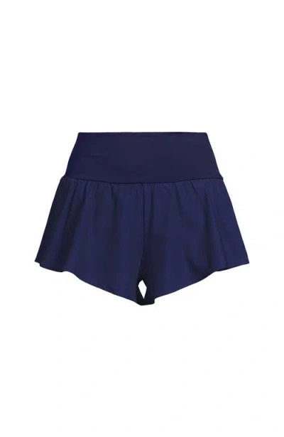 Lands' End 3" Pinchless Flutter Swim Short With Panty In Deep Sea Navy