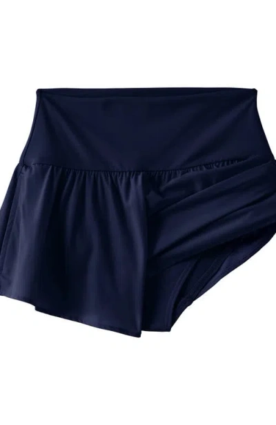 Lands' End 3" Pinchless Flutter Swim Short With Panty In Deep Sea Navy