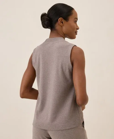 Pact Organic Cotton Airplane Mock Neck Shell In Deep Taupe Heather