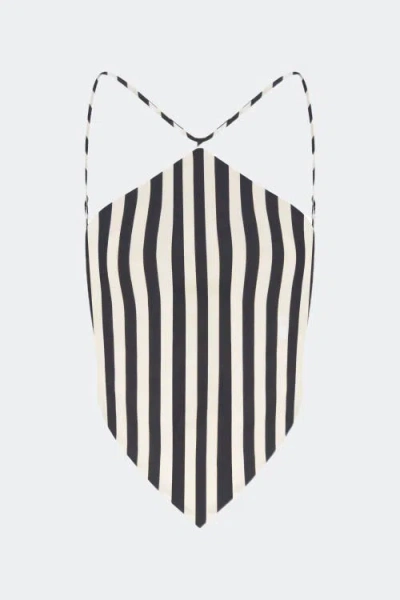 Simonmiller Kit Poplin Tie Top Black/macadamia Micro Stripe In Black/white Stripe