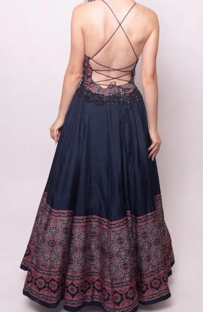 Raas Elise Hand Embroidered Gown In Black