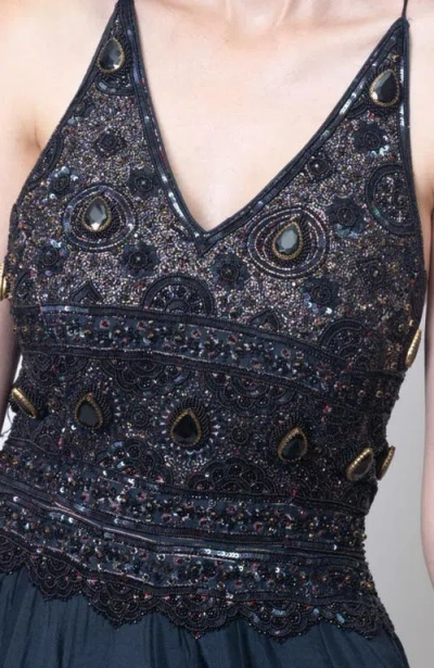 Raas Elise Hand Embroidered Gown In Black