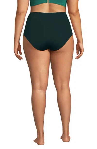 Lands' End Plus Size Smoothing High Waisted Bikini Bottoms In Deep Balsam