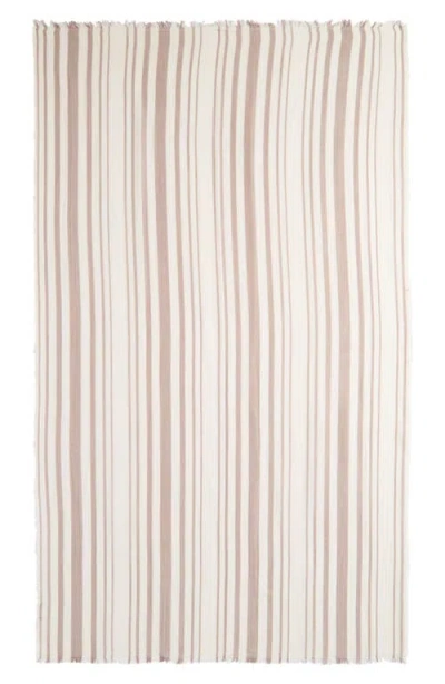 Vince Variegated Stripe Cotton Fringe Scarf In Desert Wind/off White