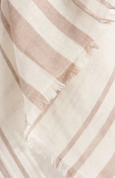 Vince Variegated Stripe Cotton Fringe Scarf In Desert Wind/off White