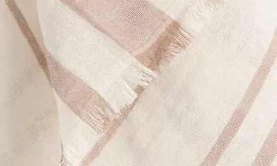 Vince Variegated Stripe Cotton Fringe Scarf In Desert Wind/off White