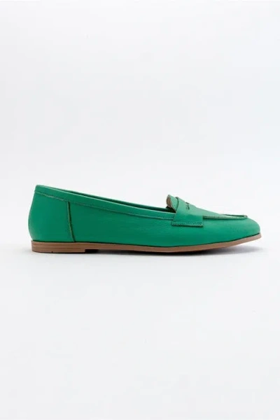 Forever & Always Shoes Dorothy Leather Loafer In Green Leather