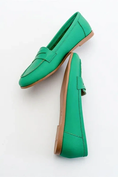 Forever & Always Shoes Dorothy Leather Loafer In Green Leather