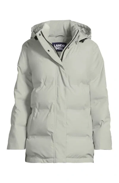 Lands' End Squall Insulated Slicker Puffer Jacket In Soft Silver