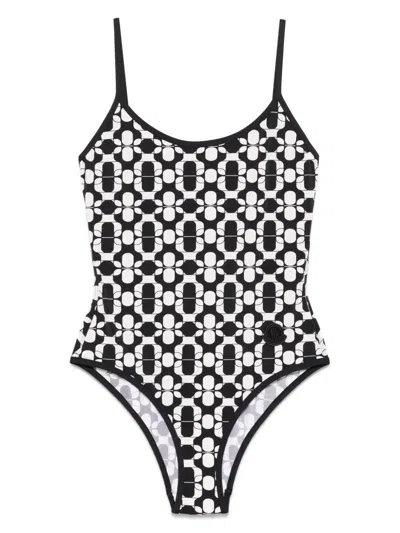 Moncler Maillot De Bain À Imprimé Géométrique In Black
