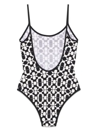 Moncler Maillot De Bain À Imprimé Géométrique In Black