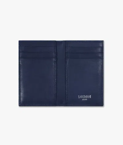 Larusmiani Vertical Alligator Card Holder Pesos Wallet In Blue