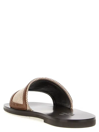 Valentino Man Multicolor Sandals & Slides In Brown