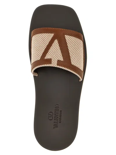 Valentino Man Multicolor Sandals & Slides In Brown