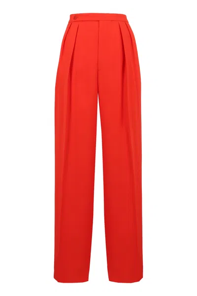 Aspesi Trousers High-waisted Wide-leg Pleated Design In Orange