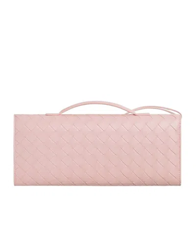 Bottega Veneta Long Andiamo Intrecciato Leather Clutch In Rose