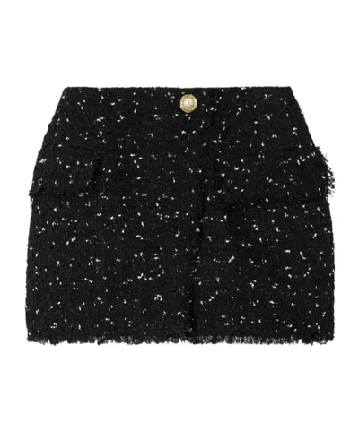 Balmain Polka Dot Tweed Mini Skirt In Black
