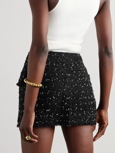 Balmain Polka Dot Tweed Mini Skirt In Black