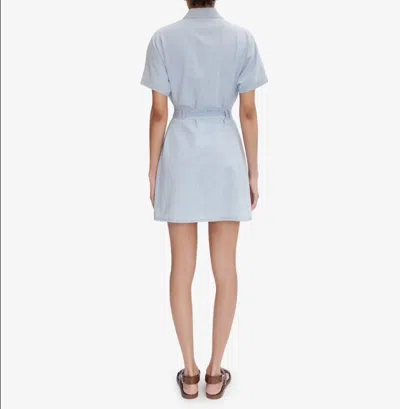 Apc A.p.c. 'suzanne' Light Blue Dress With Patch Pockets On The Chest And Waist Belt In Cotton Woman In Multicolor