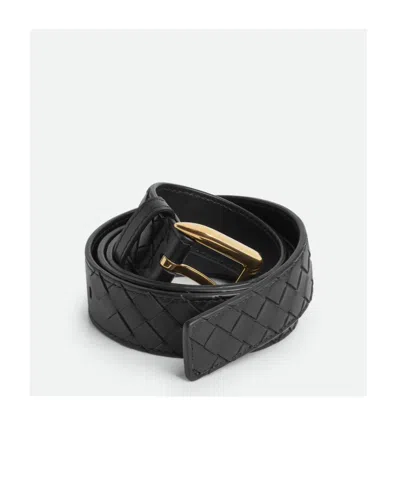 Bottega Veneta Cintura Intrecciato Leather Belt In Black