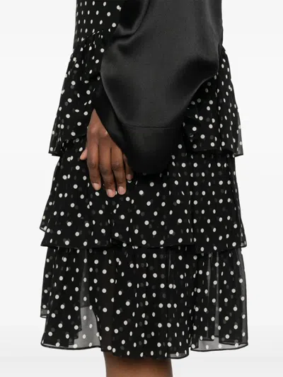 Valentino Layered High-waisted Skirts With Polka Dot Pattern In Black