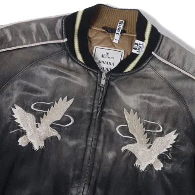 Miharayasuhiro Embroidered Contrast Sleeve Bomber Jacket In Black