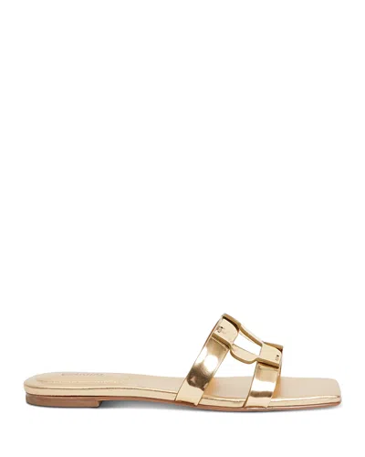 Simkhai Monogram Metallic Flat Slides Gold In Gold