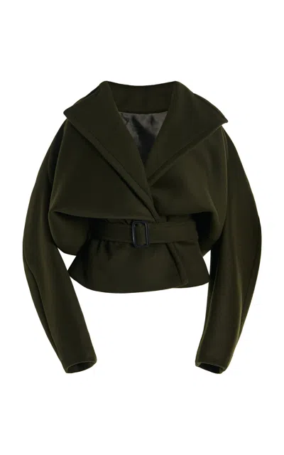 Stella Mccartney Brushed Wool Short Coat In Black