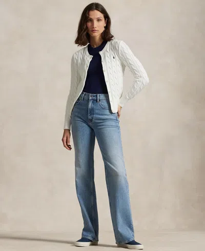 Polo Ralph Lauren Cream Cable-knit Cardigan In White