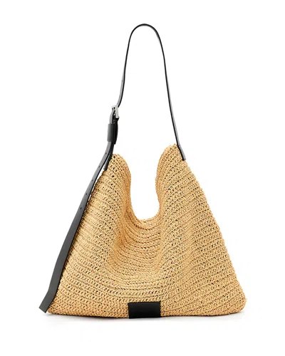 Allsaints Asha Woven Straw Hobo Shoulder Bag In Natural