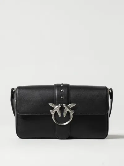 Pinko Rectangular Chain Strap Shoulder Bag With Metal Hardware And Front Embellishment In Black