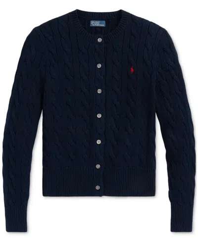Polo Ralph Lauren Cable Knit Slim Fit Cardigan In Blue