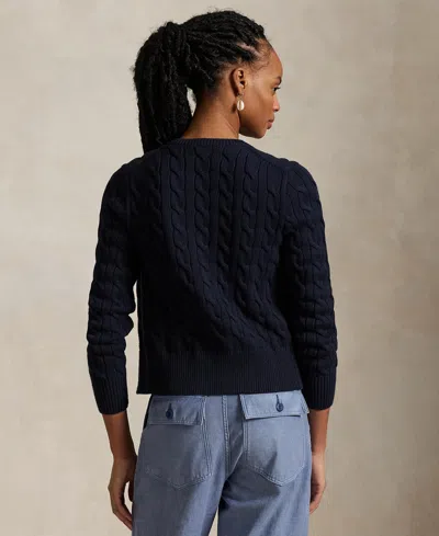 Polo Ralph Lauren Cable Knit Slim Fit Cardigan In Blue