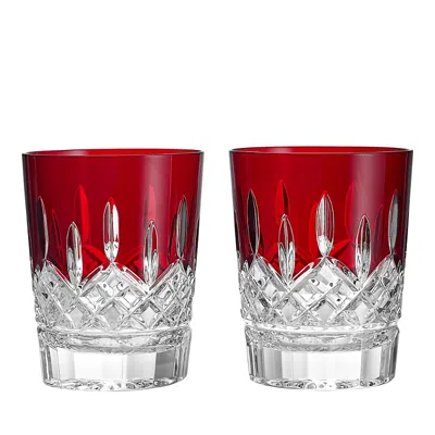 Waterford Set Of 2 Crystal Lismore Tumblers In Red