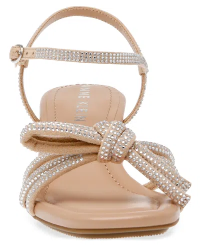Anne Klein Womens Faux Leather Slingback Block Heel In Crystal,nude