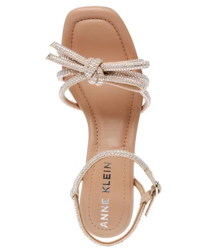 Anne Klein Womens Faux Leather Slingback Block Heel In Crystal,nude