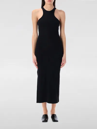 Courrèges Black Ribbed Midi Dress In Schwarz