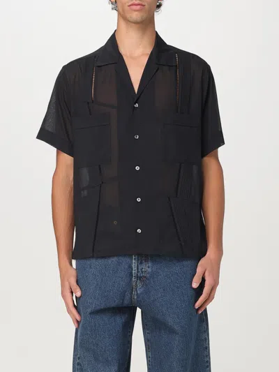 Magliano Cotton Shirt With Patch Pockets And Sheer Fabric In Schwarz