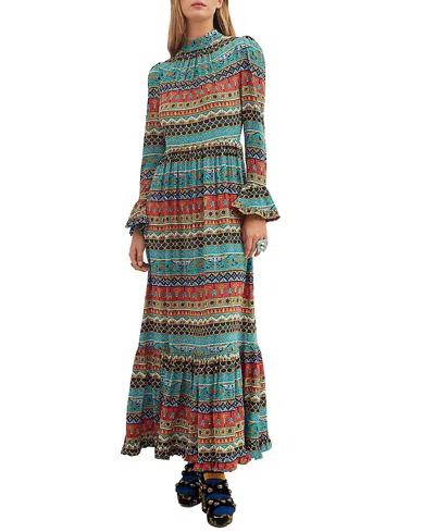 La Doublej La Double J Woman Maxi Dress Red Size L Silk In Giza Turquoise