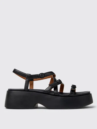 Camper Tasha Strappy Platform Sandal In Black, Women's At Urban Outfitters In Schwarz