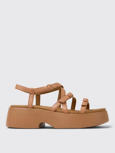 Camper Tasha Strappy Platform Sandal In Beige, Women's At Urban Outfitters In Nude